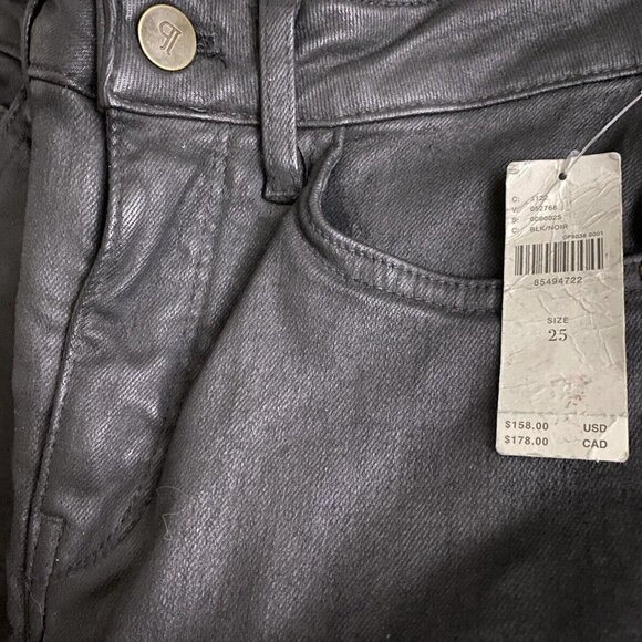 pilcro The Yaya Coated Mid-Rise Crop Flare Jeans size 25 black color new - Picture 4 of 4